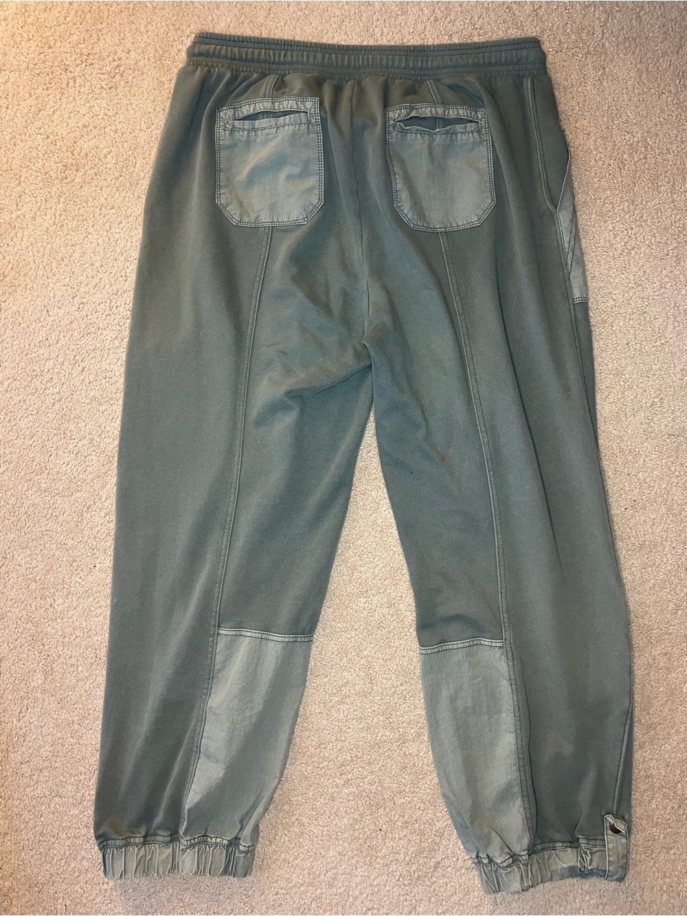 Women’s Sage Green Contrast-Panel Joggers - Picture 3 of 9